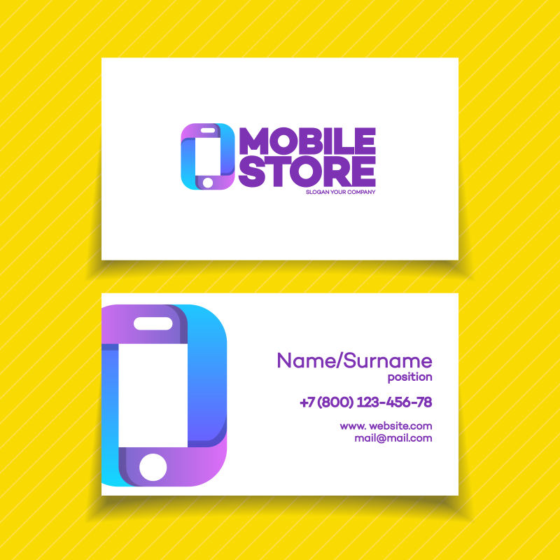 抽象矢量手机元素的现代名片设计