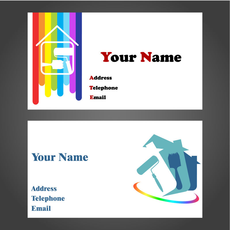 创意矢量现代画家主题的服务名片设计