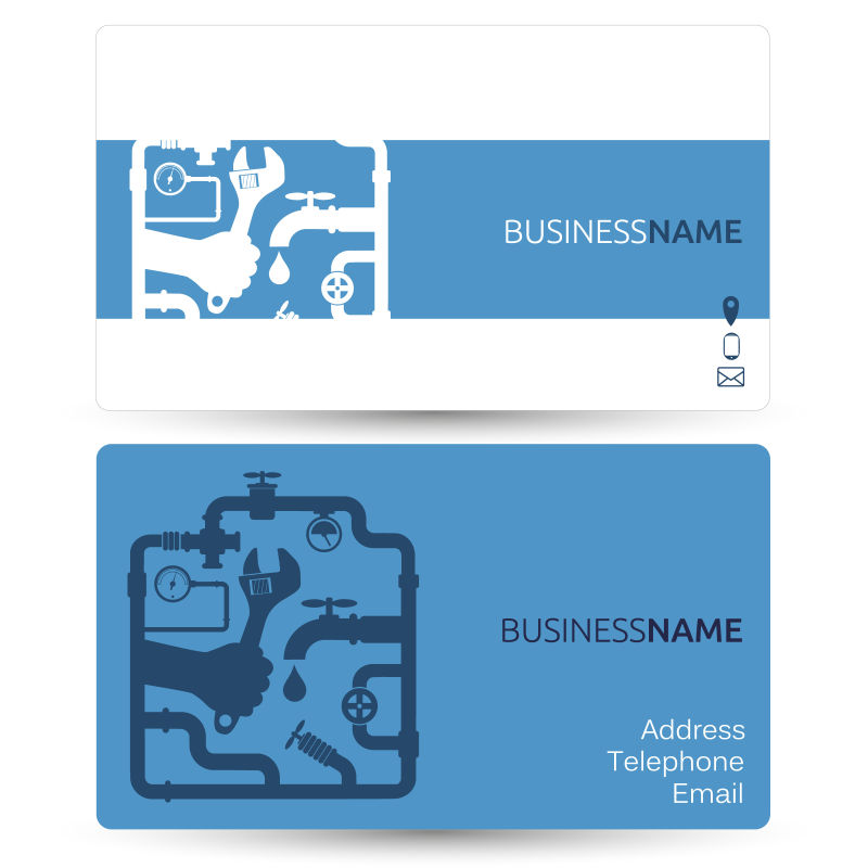 抽象矢量修理水管主题的名片设计