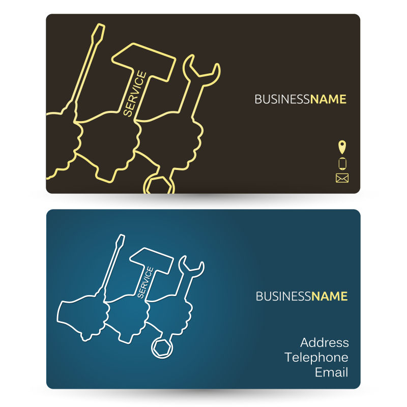 抽象矢量修理工匠元素的名片设计