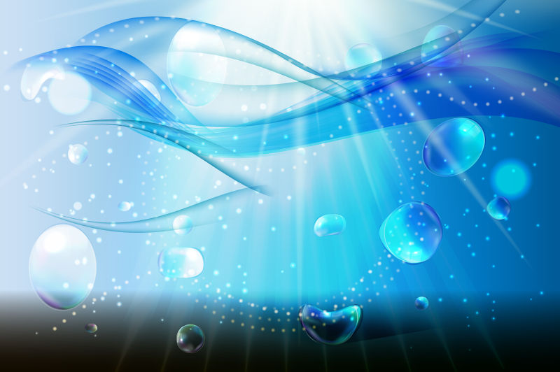 创意矢量蓝色波形纹理水下背景设计