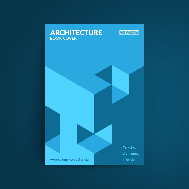 建筑书籍封面等距设计A4格式模板向量EPS10