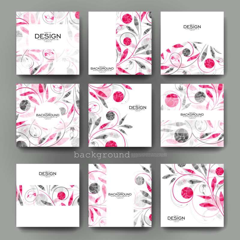 创意矢量时尚花卉元素方形宣传册设计