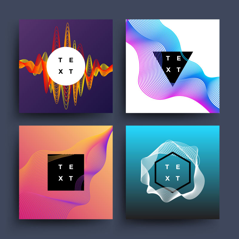 音乐专辑图形彩色波动矢量抽象背景