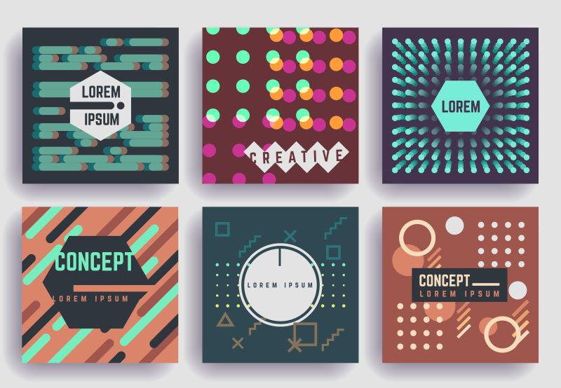 运动动态背景矢量时尚海报商业封面套装