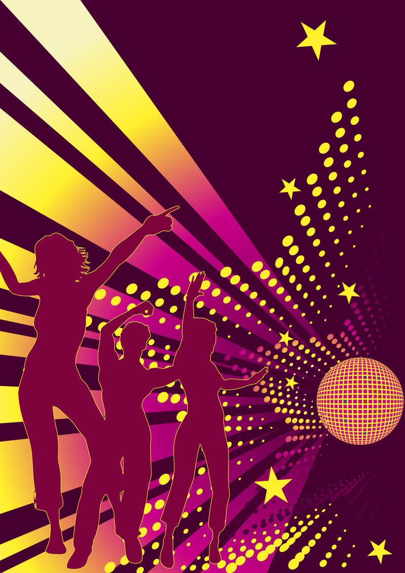 创意矢量时尚跳舞元素的派对海报设计