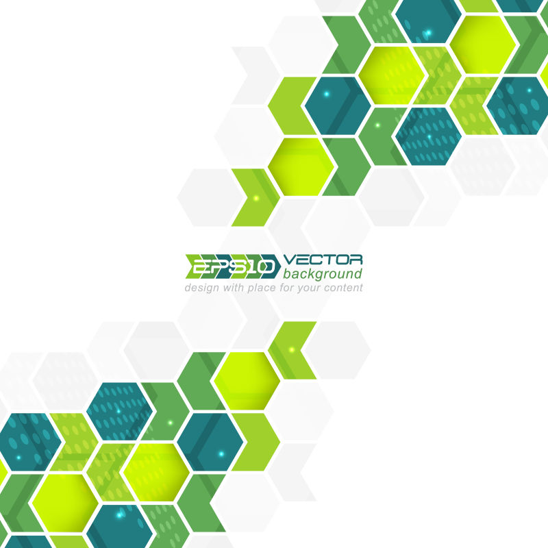 创意矢量现代绿色六边形元素几何背景设计