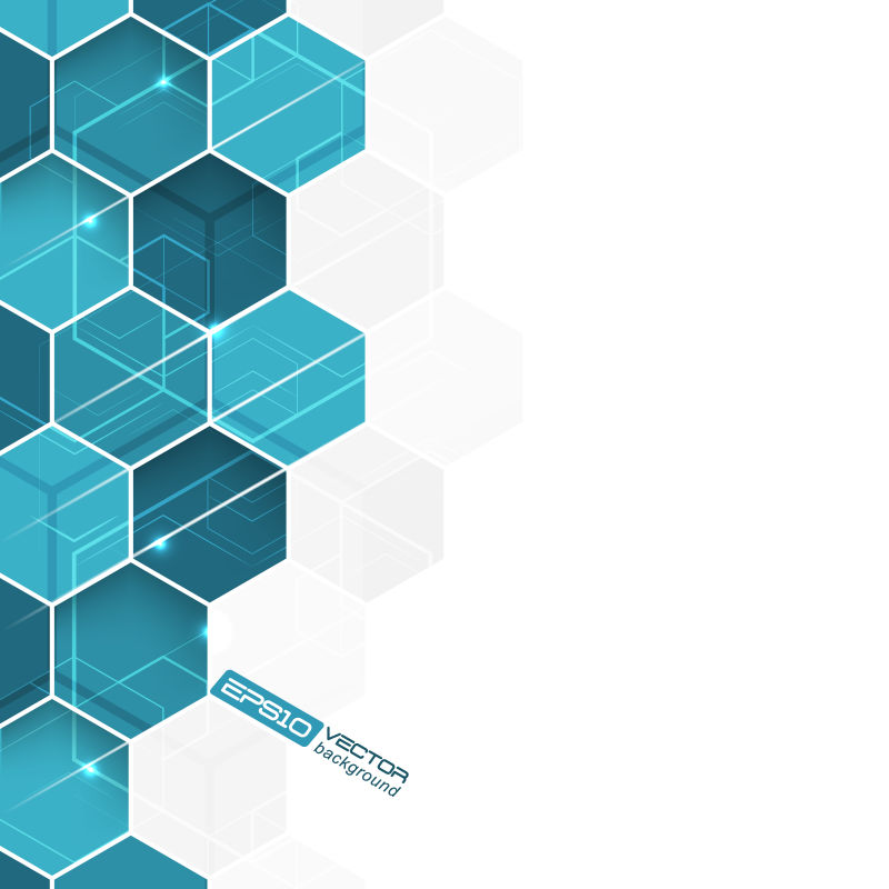 抽象矢量蓝色六边形元素几何背景