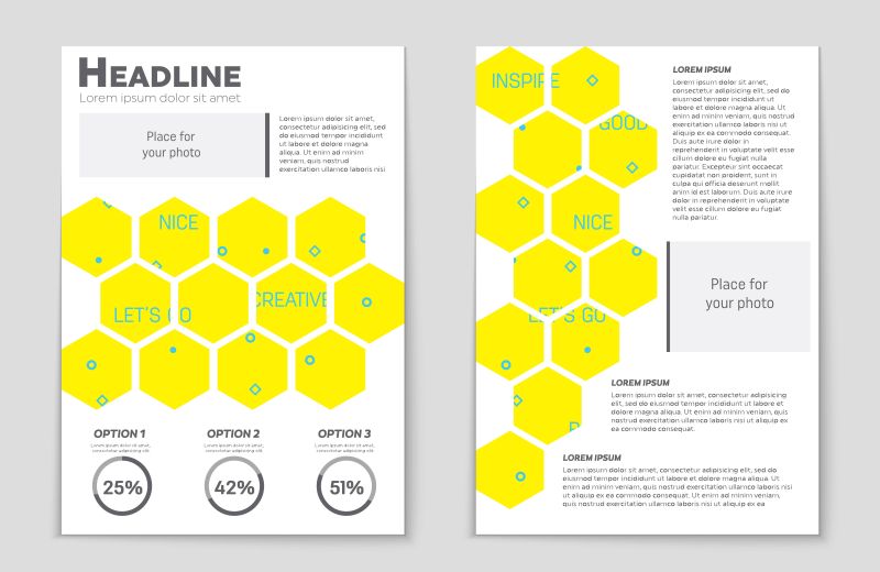 抽象矢量黄色六边形元素的企业宣传册设计