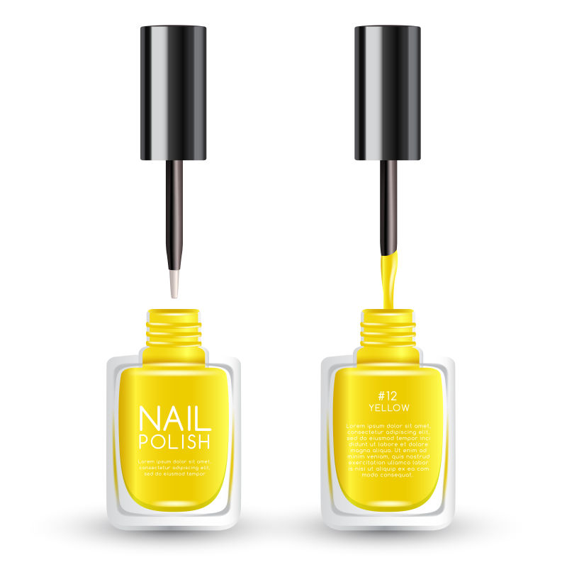 抽象矢量黄色指甲油插图设计
