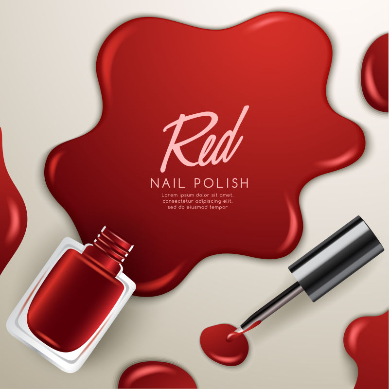 抽象矢量现代红色指甲油插图设计