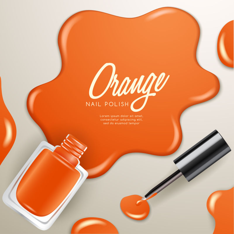 抽象矢量现代橙色指甲油插图设计