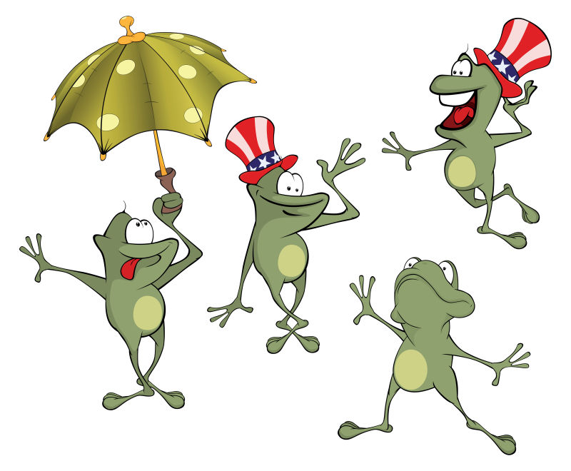 创意矢量帅气的可爱青蛙插图设计