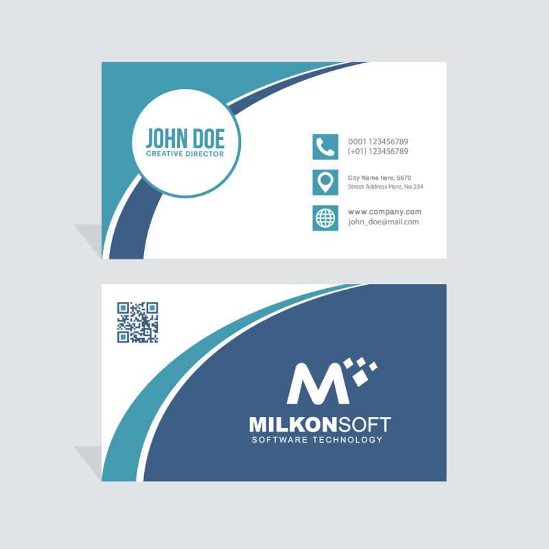 抽象矢量现代蓝色经典商业名片设计