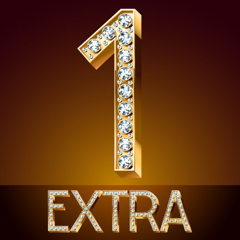 抽象矢量钻石装饰的豪华数字1设计