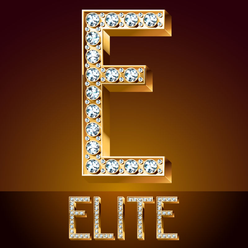 抽象矢量钻石装饰的豪华字母e设计