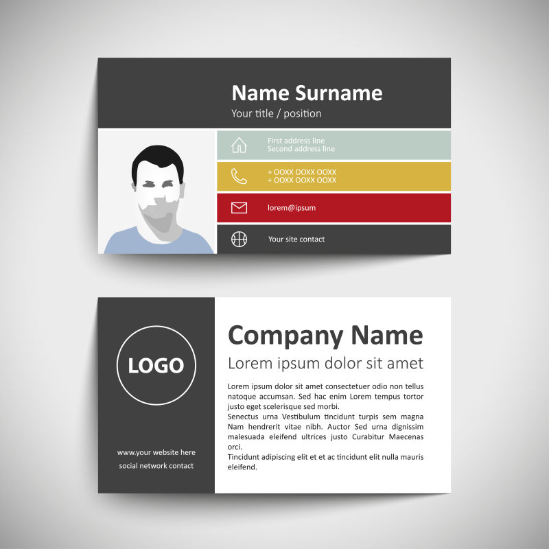 抽象矢量现代彩色名片设计