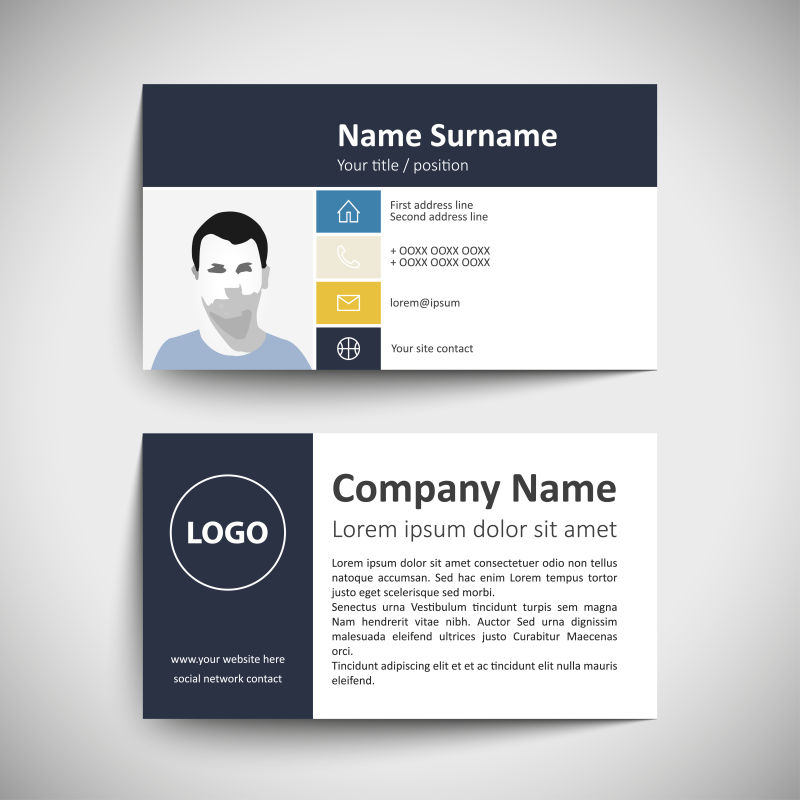 抽象矢量现代头像元素的商业名片