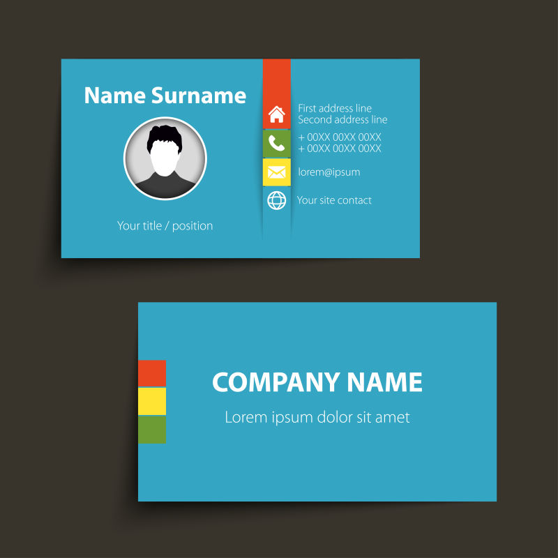 抽象矢量现代商业蓝色名片设计