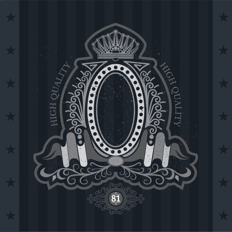 具有缠绕带和线型的椭圆形框架黑板上带着手臂的老式标签