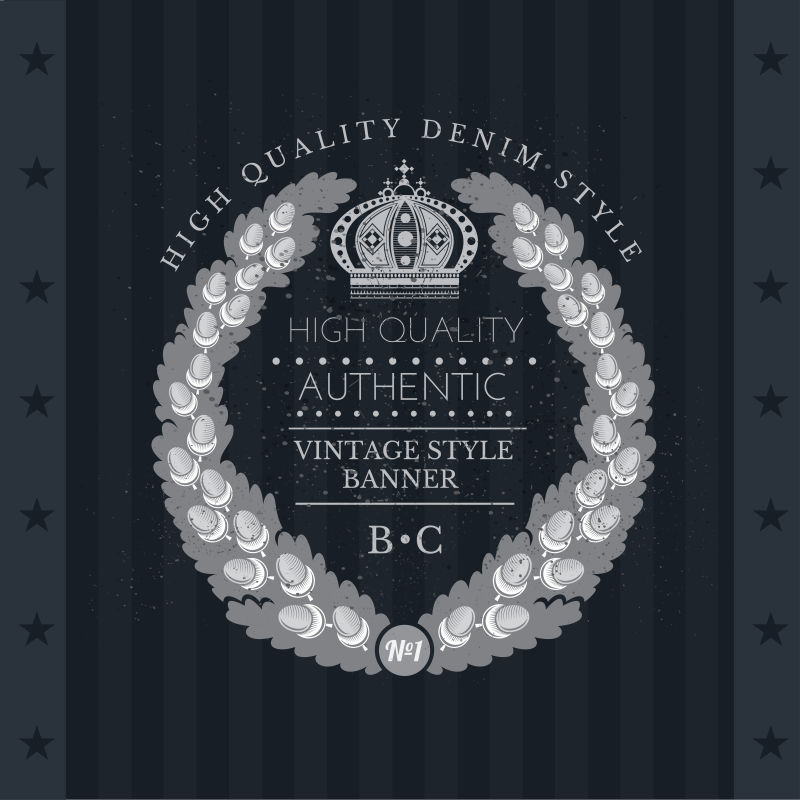 抽象的花环来自橡树枝黑板上带着手臂的老式标签