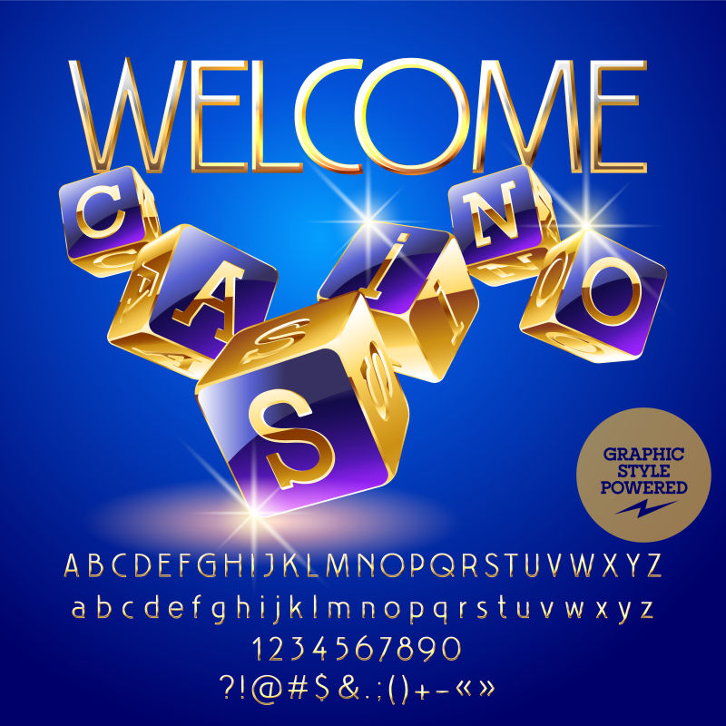 抽象矢量现代金色赌场主题的字体设计