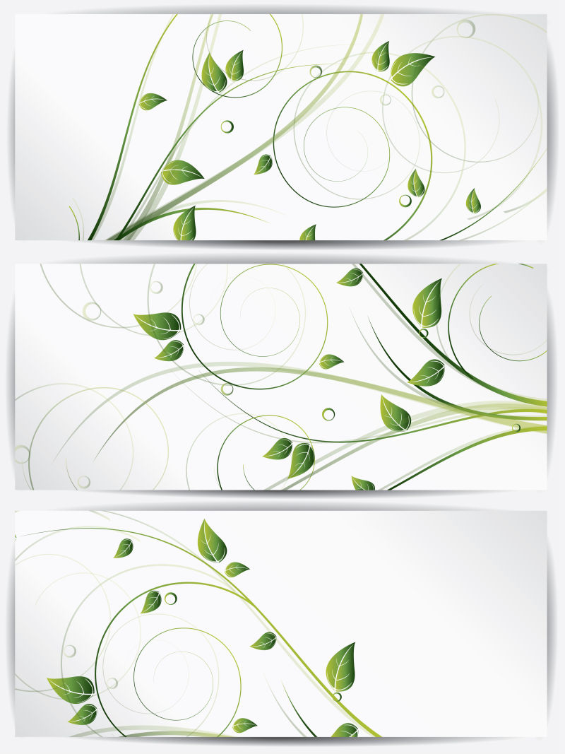 创意矢量绿色花卉元素的横幅设计