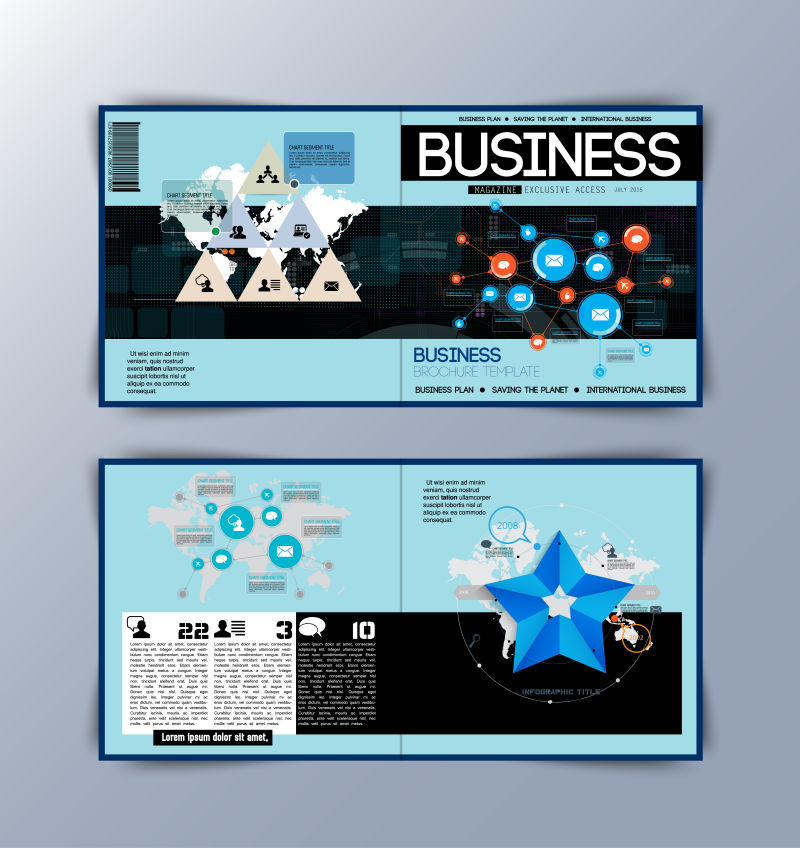 抽象矢量全球商业主题的平面横幅设计