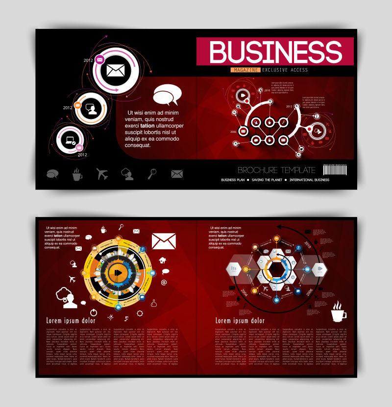 抽象矢量商业元素的红色横幅设计