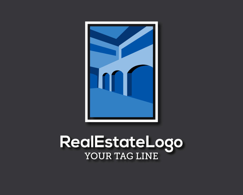 抽象矢量现代蓝色建筑主题标志设计