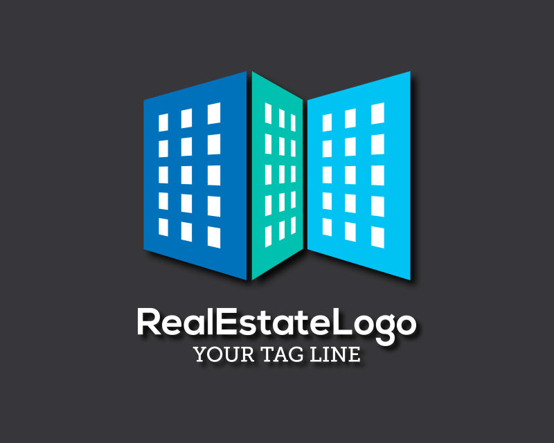 抽象矢量现代房地产标志平面设计