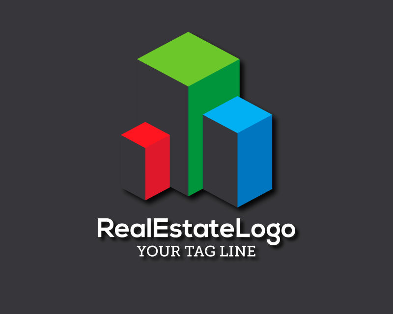 创意矢量三色建筑元素标志设计