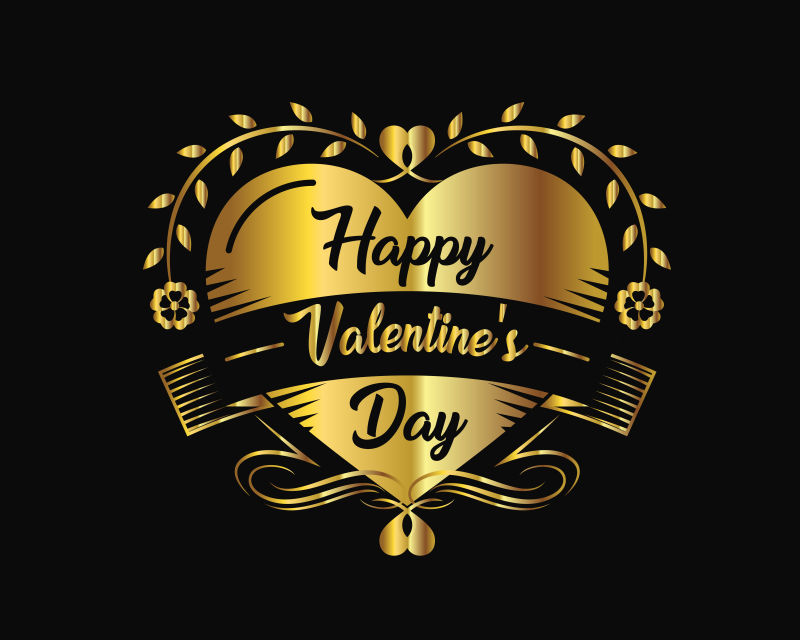 抽象矢量情人节主题的金色平面背景设计