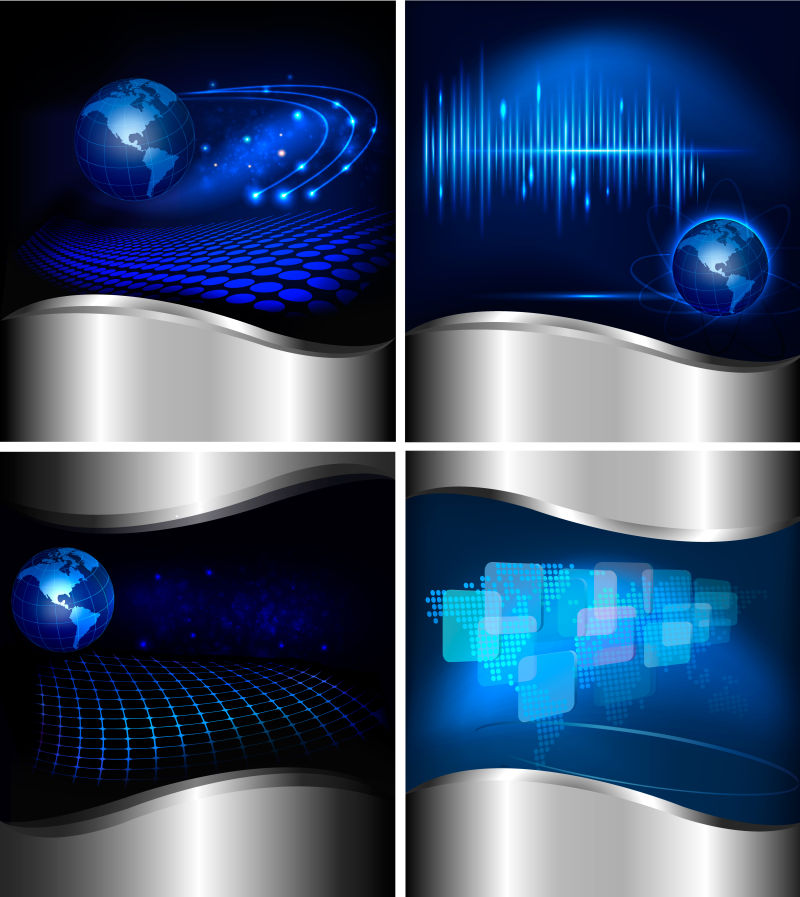 抽象矢量蓝色科技炫彩背景设计