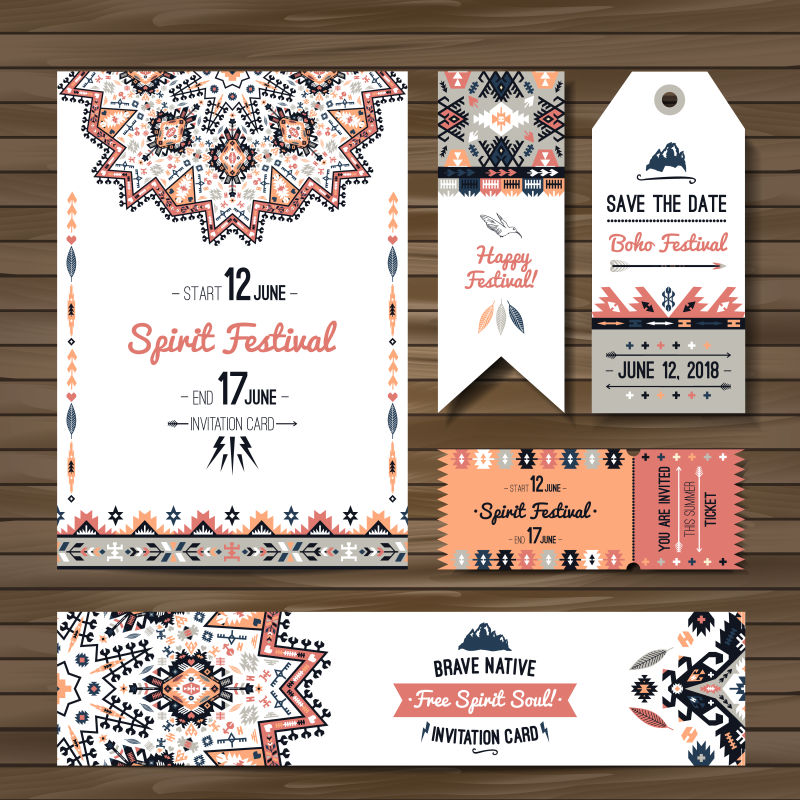 创意矢量花纹装饰的现代卡片设计