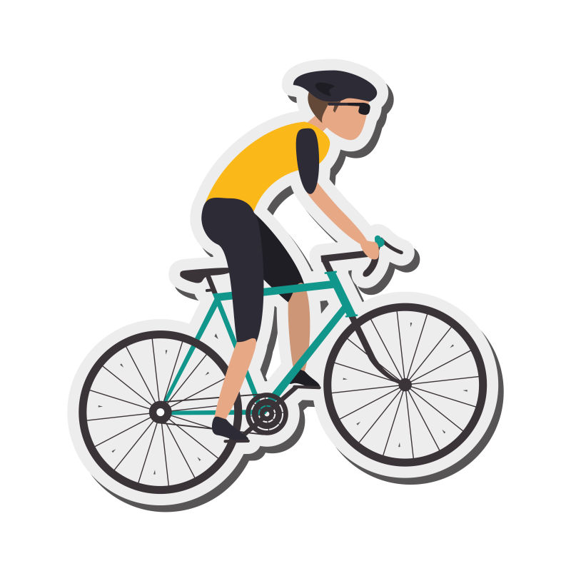 骑头盔的人骑自行车