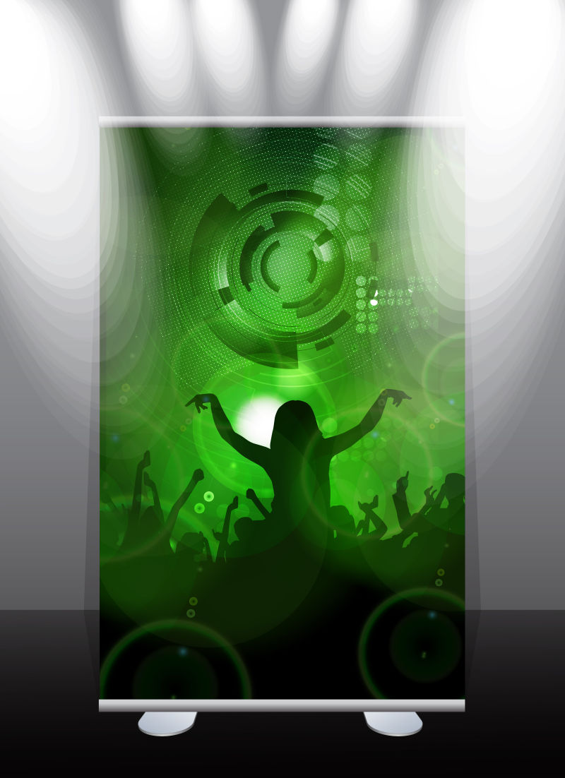 抽象矢量现代绿色复古平面海报设计