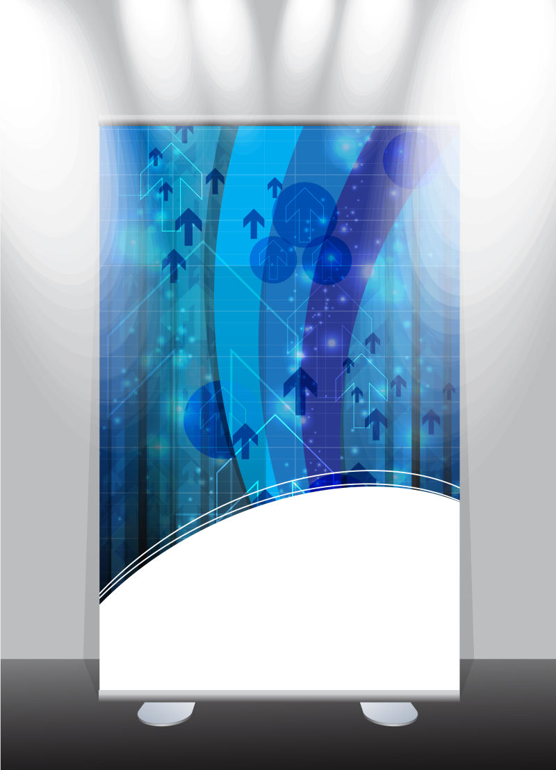 创意矢量蓝色现代主题的时尚平面海报设计