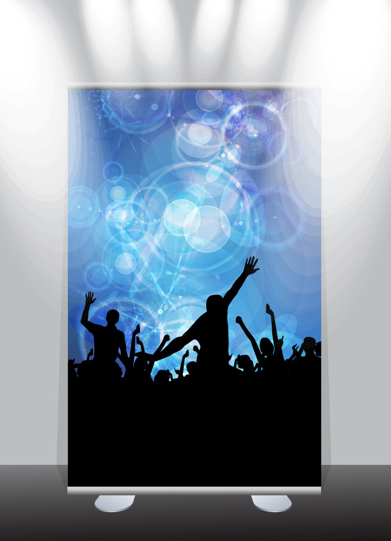 抽象矢量复古剪影元素的时尚派对海报设计