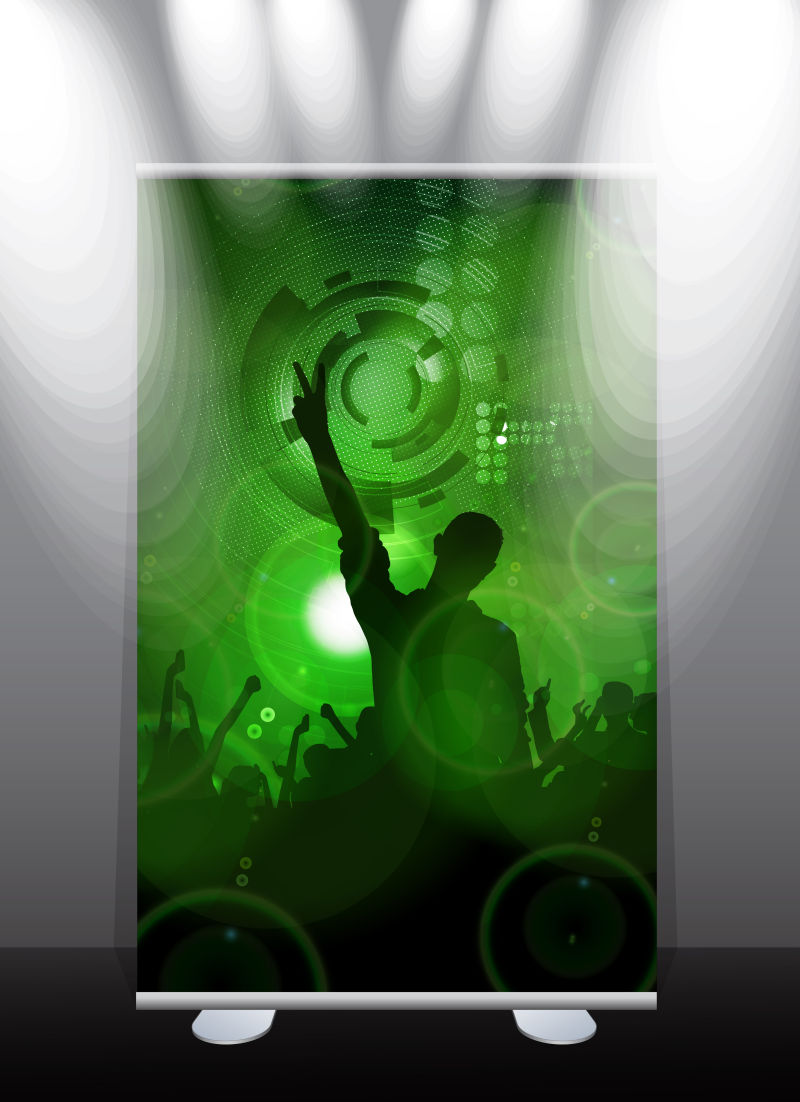 创意矢量现代绿色派对海报设计