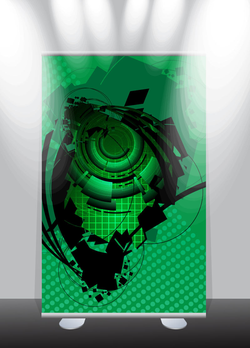 创意矢量绿色复古海报设计