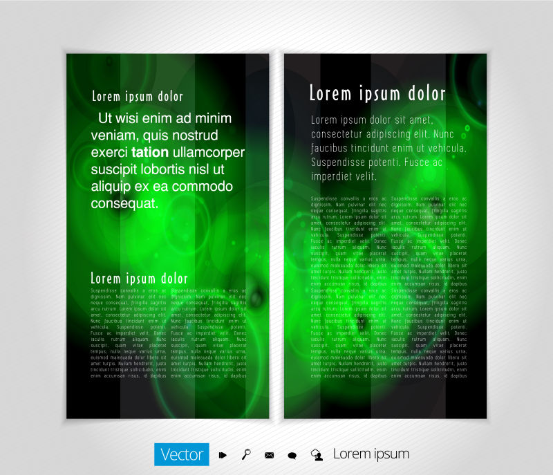 抽象矢量现代绿色光线元素的宣传单设计