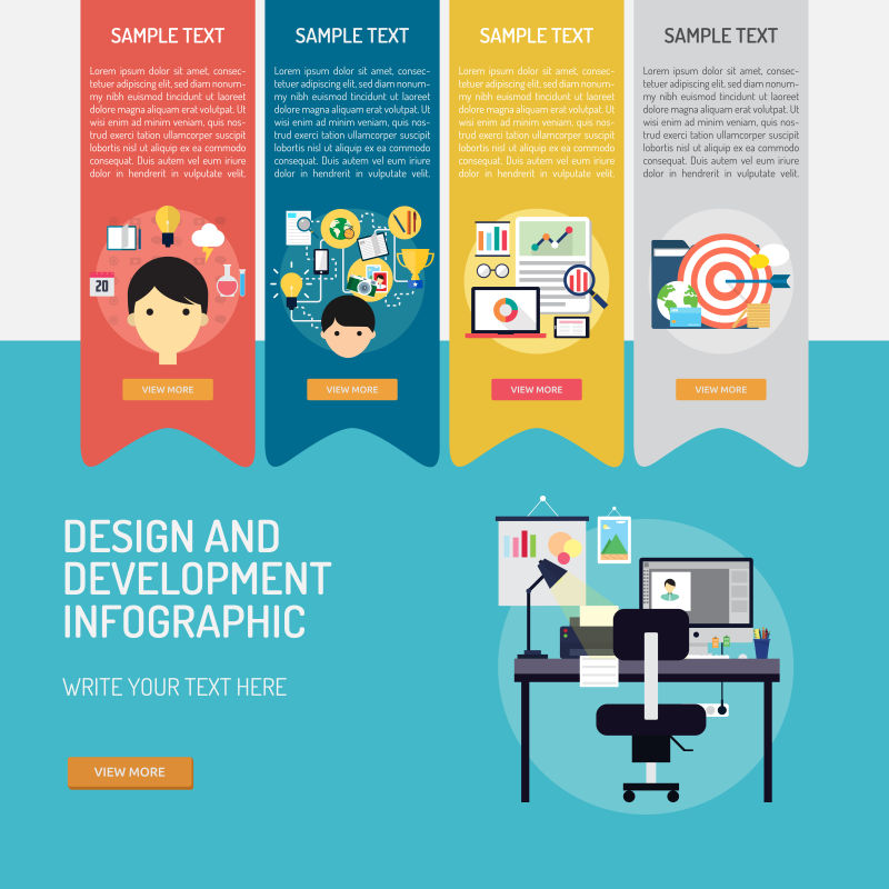 创意矢量现代设计开发主题的平面信息图表设计