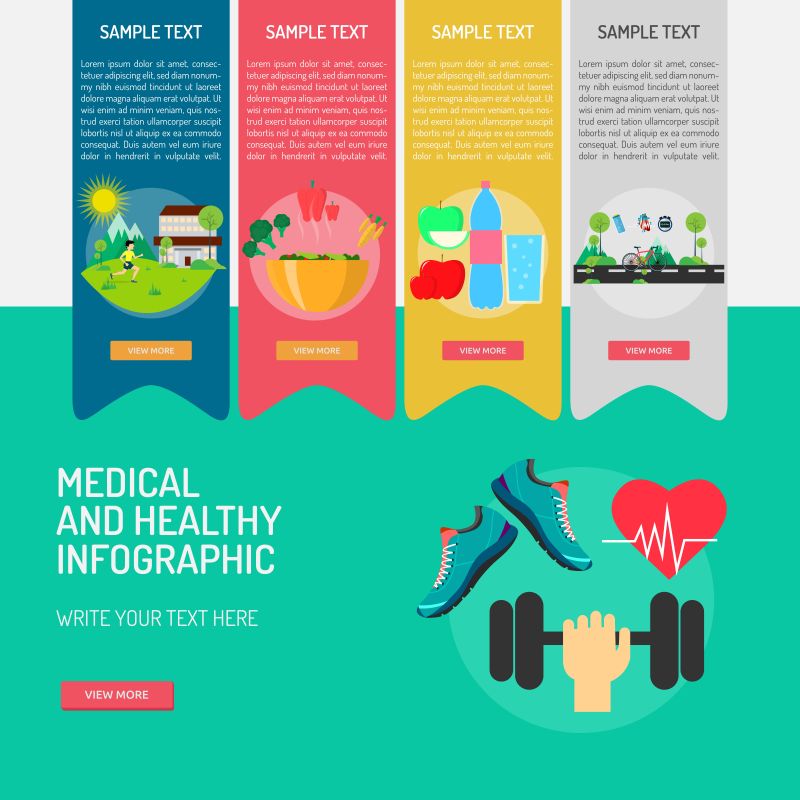 抽象矢量现代健身主题的信息图表设计