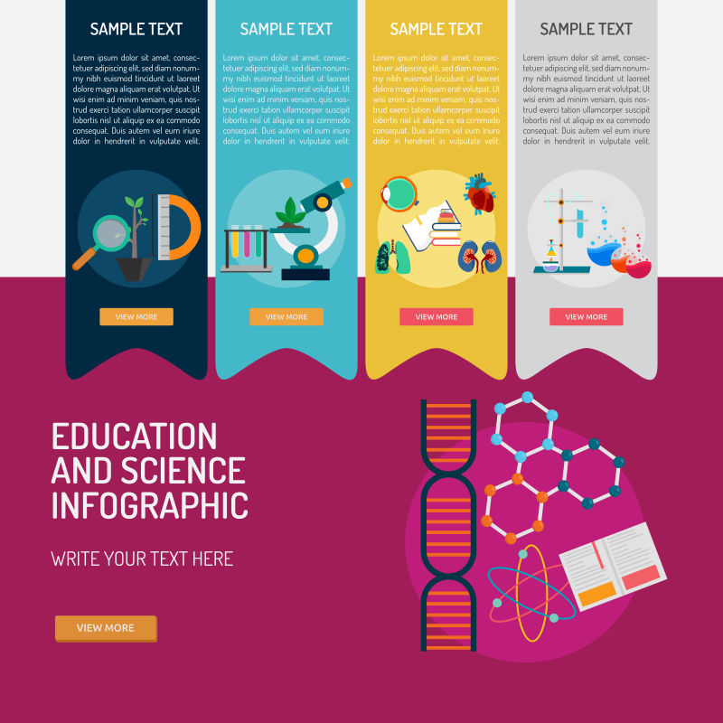 创意矢量现代生物科学主题的信息图表设计