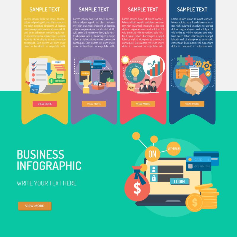 抽象矢量现代经济交易主题的信息图表设计