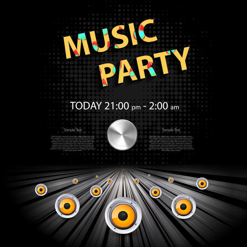 抽象矢量音乐主题的派对海报设计