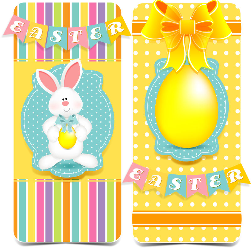 矢量卡通兔子元素的复活节主题海报设计