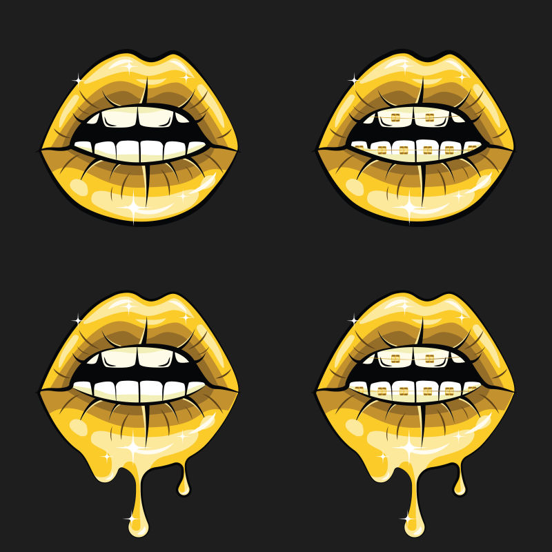 抽象矢量金色嘴巴设计元素
