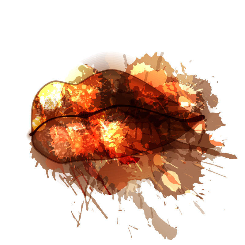 抽象矢量水彩纹理的嘴唇设计